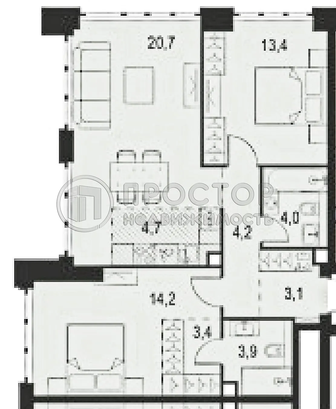 3-комнатная квартира, 71.6 м² - фото 12