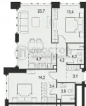 3-комнатная квартира, 71.6 м² - фото 23