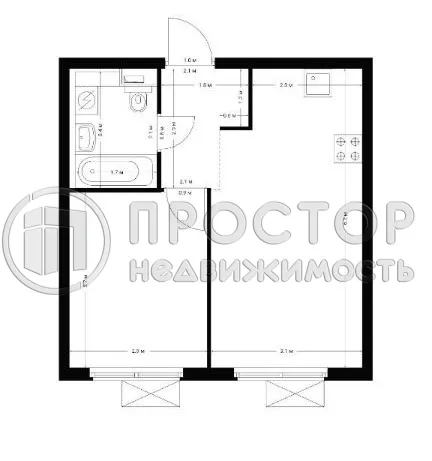 1-комнатная квартира, 35.7 м² - фото 11