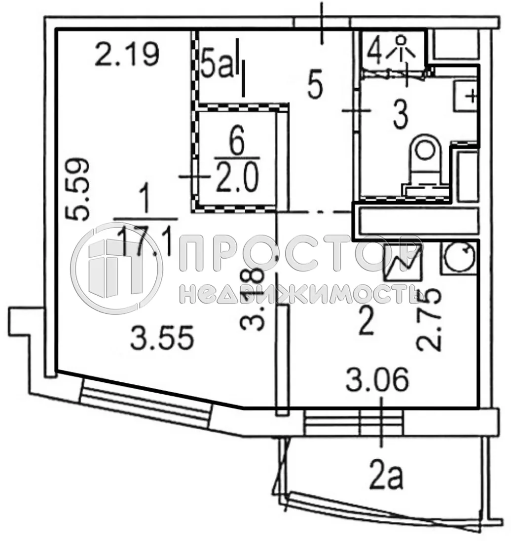 1-комнатная квартира, 37.5 м² - фото 24