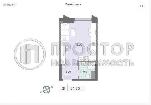 Студия, 24.7 м² - фото 12