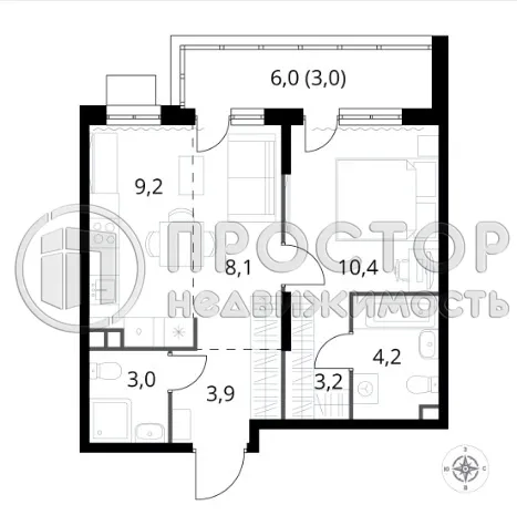 2-комнатная квартира, 44.3 м² - фото 8