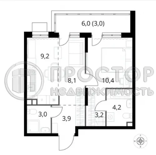 2-комнатная квартира, 44.3 м² - фото 8