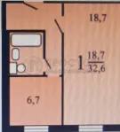 1-комнатная квартира, 32.7 м² - фото 29