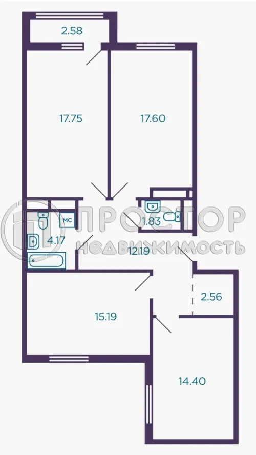 3-комнатная квартира, 86.4 м² - фото 11