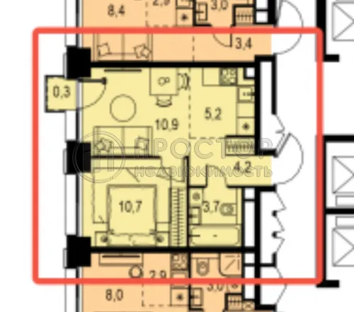 1-комнатная квартира, 35 м² - фото 14