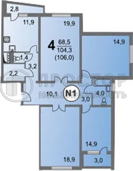 4-комнатная квартира, 104.4 м² - фото 12