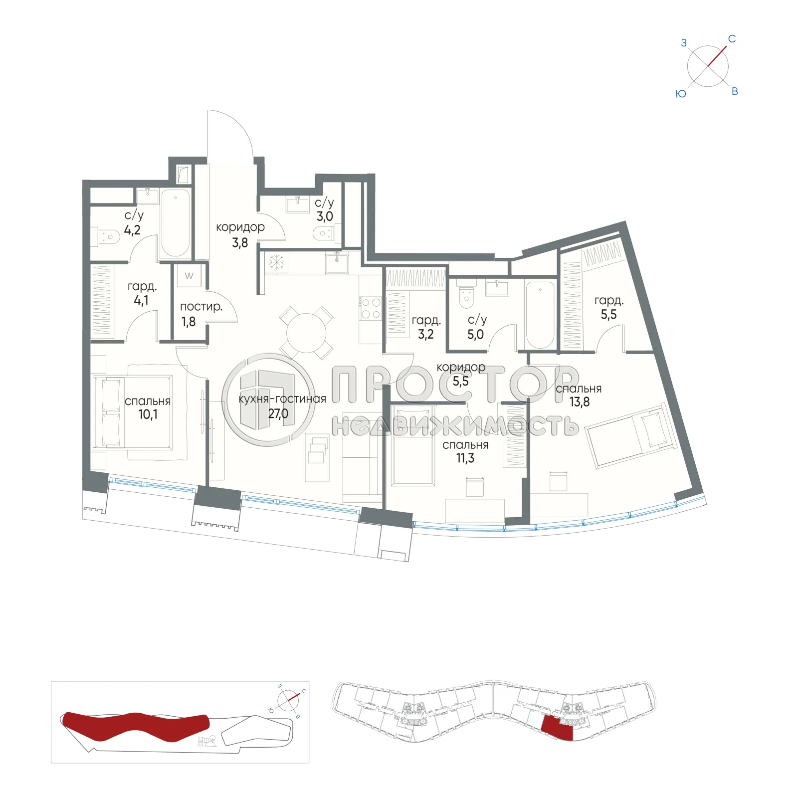 3-комнатная квартира, 98.3 м² - фото 10