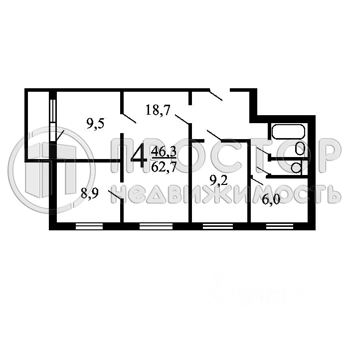 4-комнатная квартира, 62.6 м² - фото 15