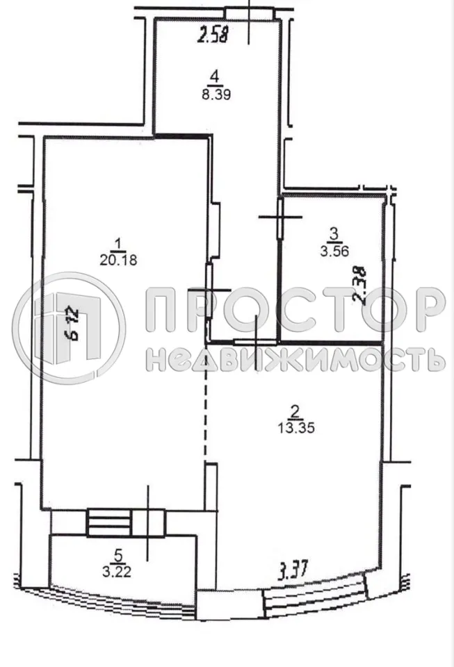 1-комнатная квартира, 48.7 м² - фото 18