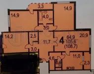 4-комнатная квартира, 105.4 м² - фото 85