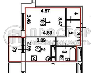 1-комнатная квартира, 39.9 м² - фото 19
