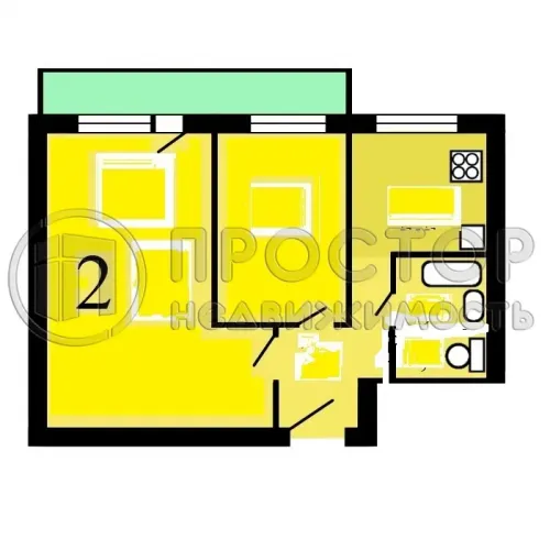 2-комнатная квартира, 37.7 м² - фото 12
