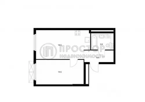 1-комнатная квартира, 42.3 м² - фото 26