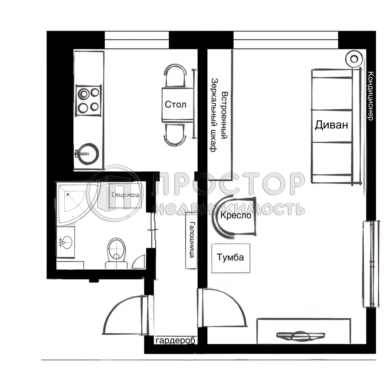 1-комнатная квартира, 30.8 м² - фото 18