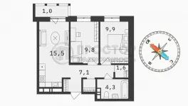 2-комнатная квартира, 50.5 м² - фото 13