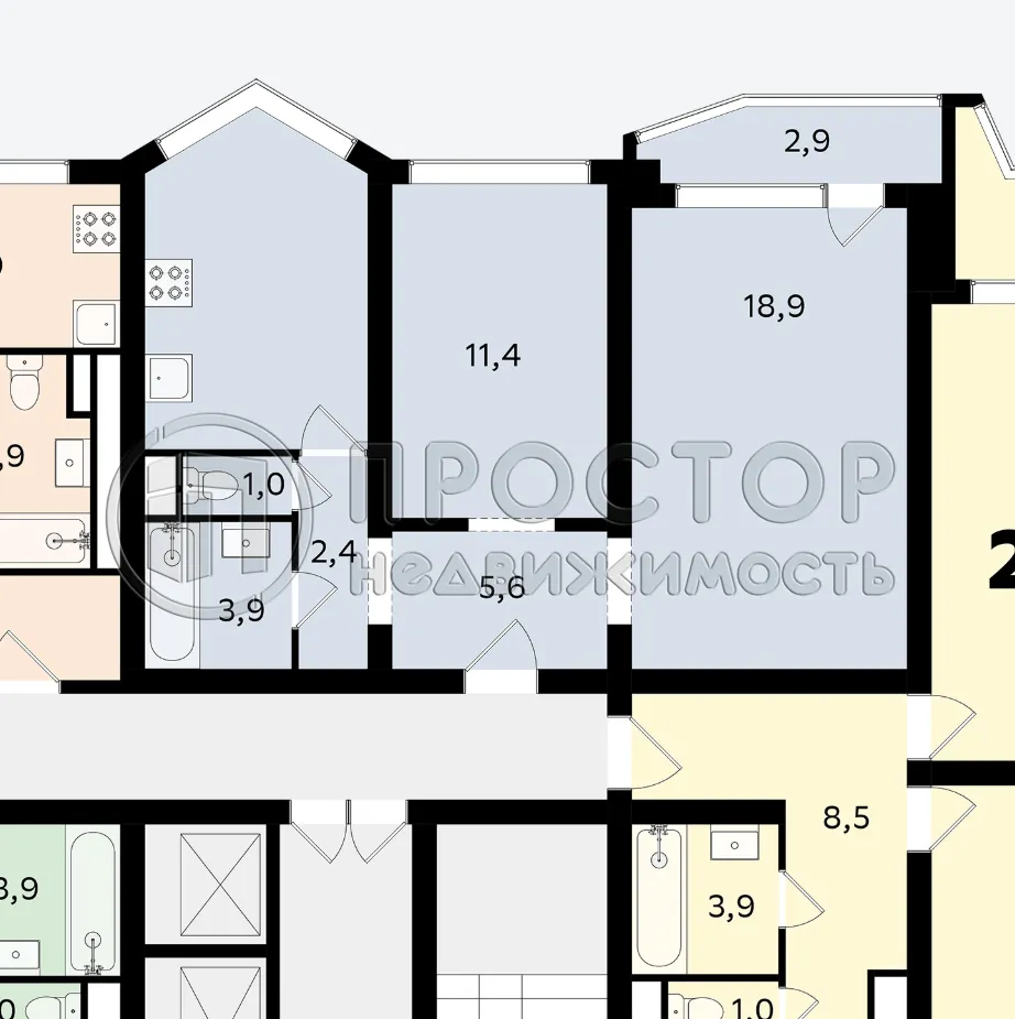 2-комнатная квартира, 55.1 м² - фото 13