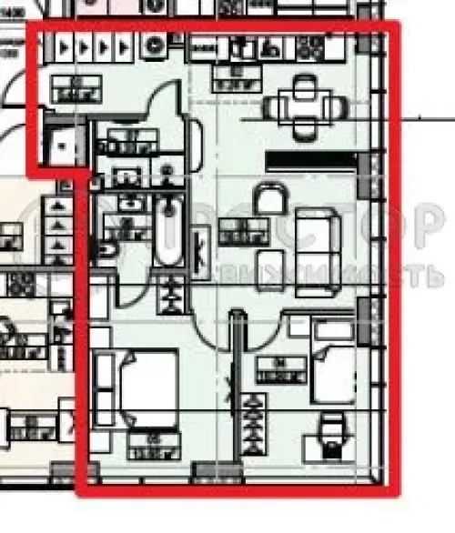 2-комнатная квартира, 61.34 м² - фото 6