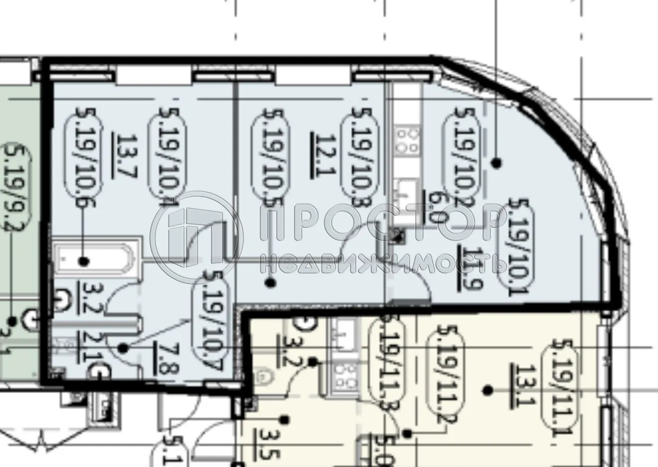 2-комнатная квартира, 56.8 м² - фото 3