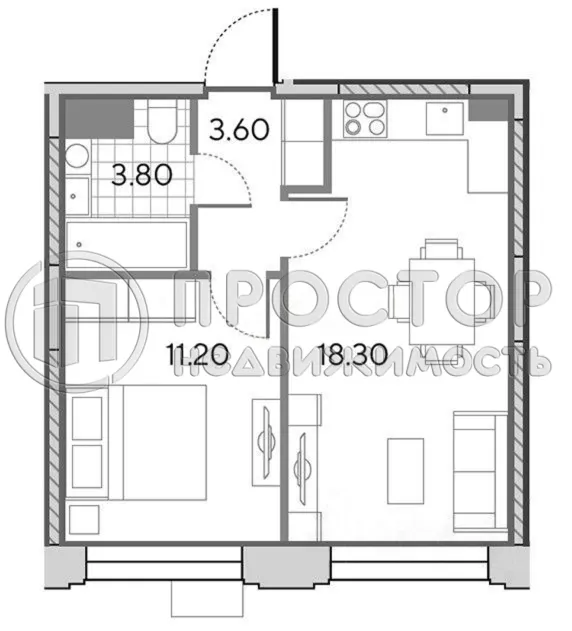 2-комнатная квартира, 36.9 м² - фото 5
