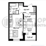 1-комнатная квартира, 43.05 м² - фото 13