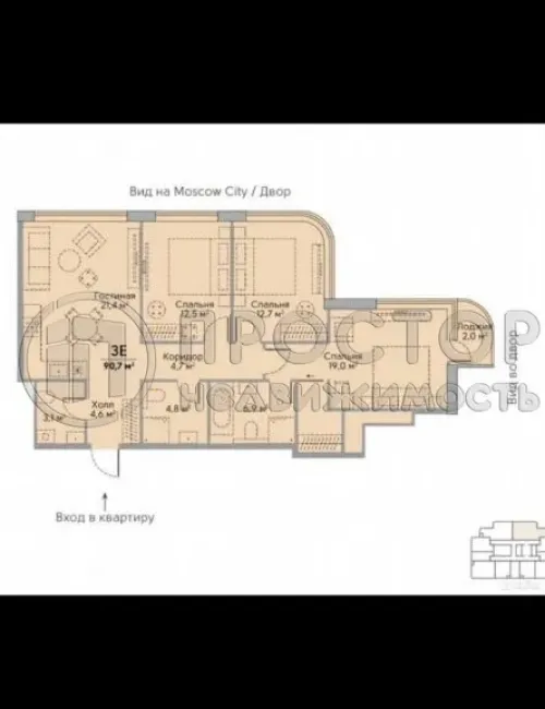 1-комнатная квартира, 90.7 м² - фото 9