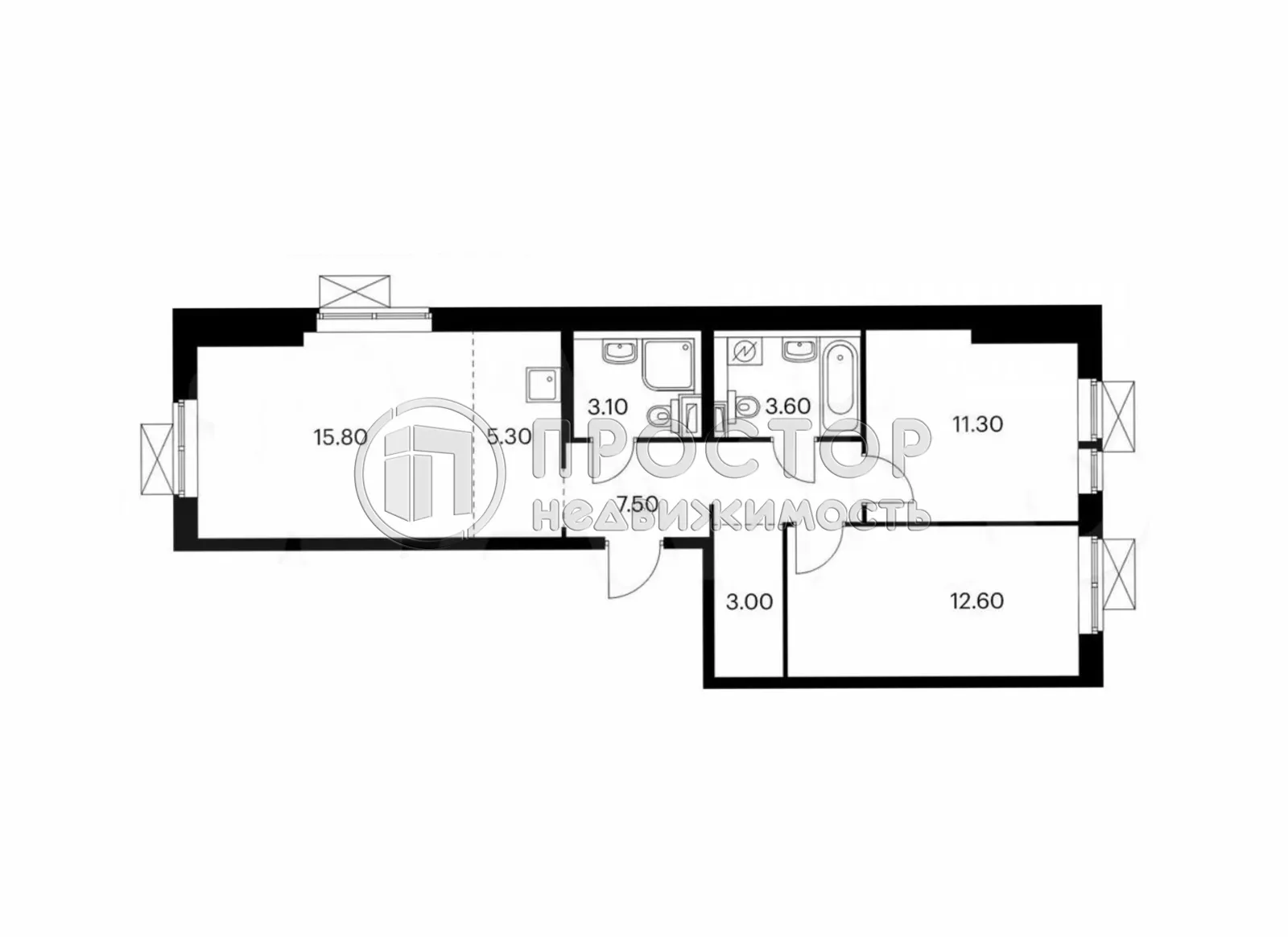 2-комнатная квартира, 62 м² - фото 11