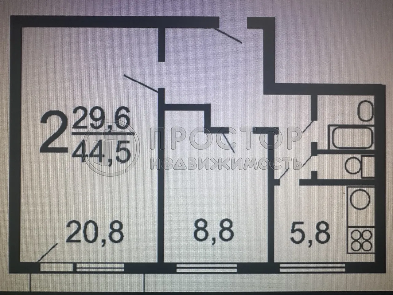 2-комнатная квартира, 44.8 м² - фото 14