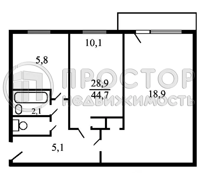 2-комнатная квартира, 42.2 м² - фото 11