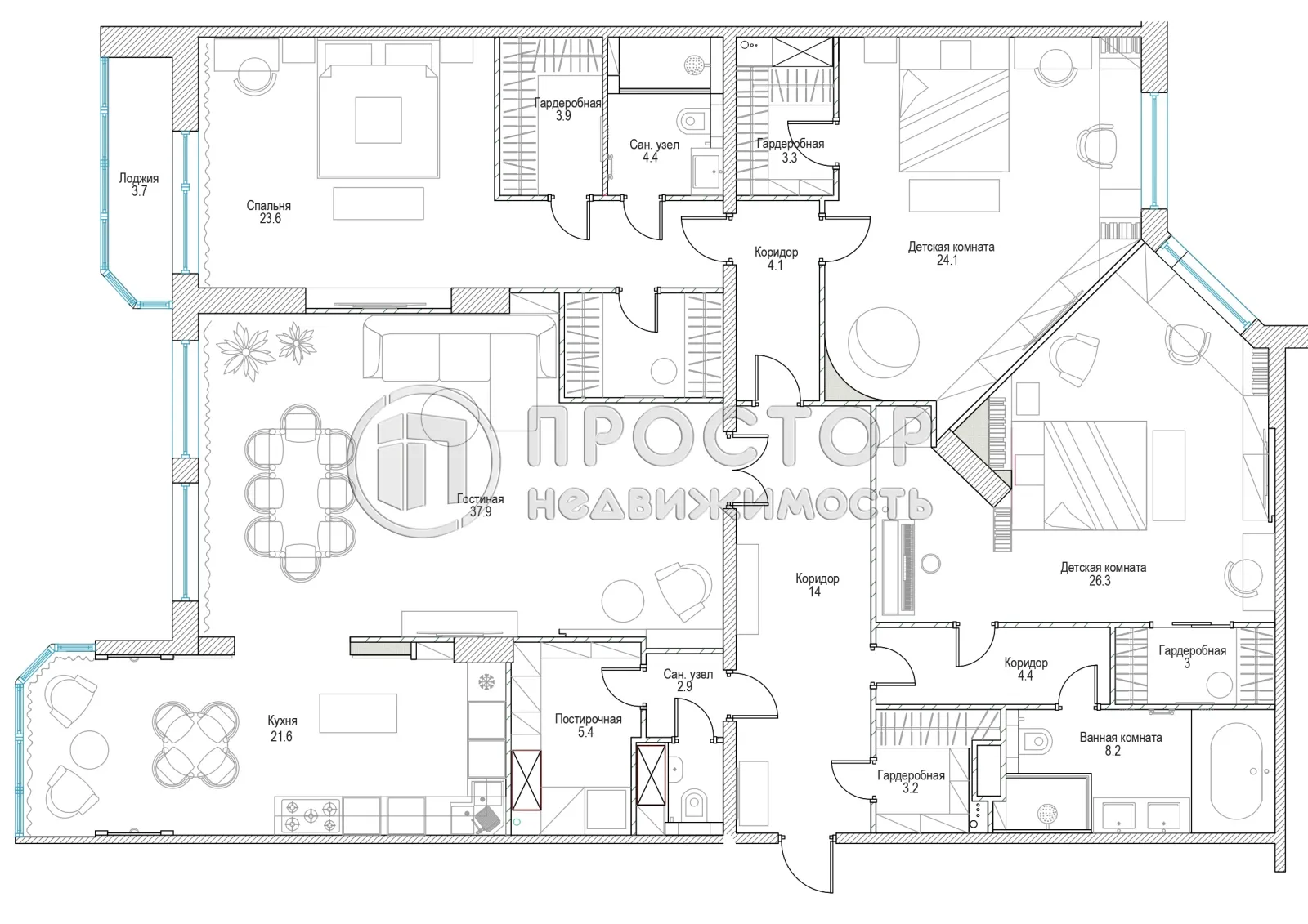 4-комнатная квартира, 191.2 м² - фото 42