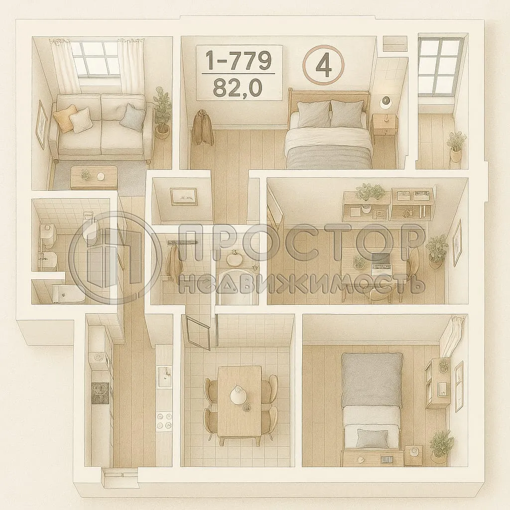 4-комнатная квартира, 80.6 м² - фото 17