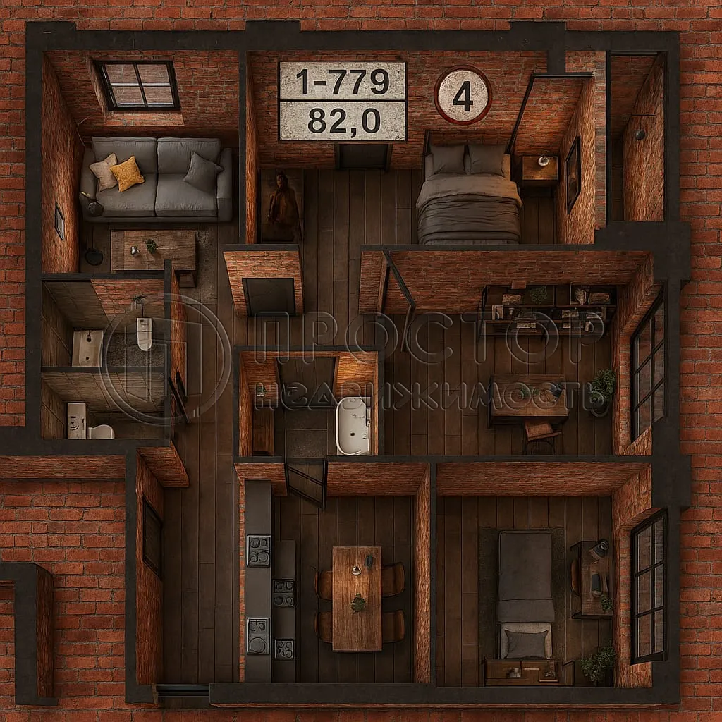 4-комнатная квартира, 80.6 м² - фото 19