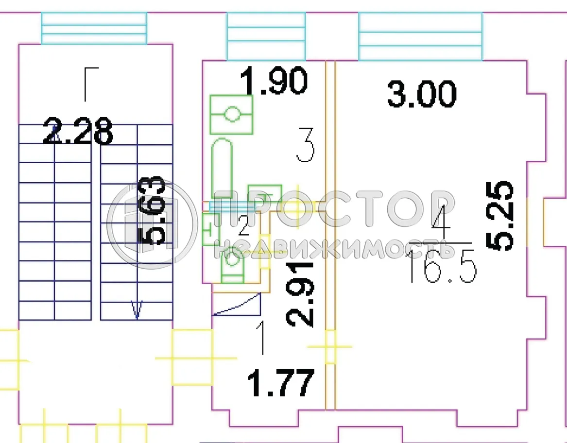 1-комнатная квартира, 26.1 м² - фото 17