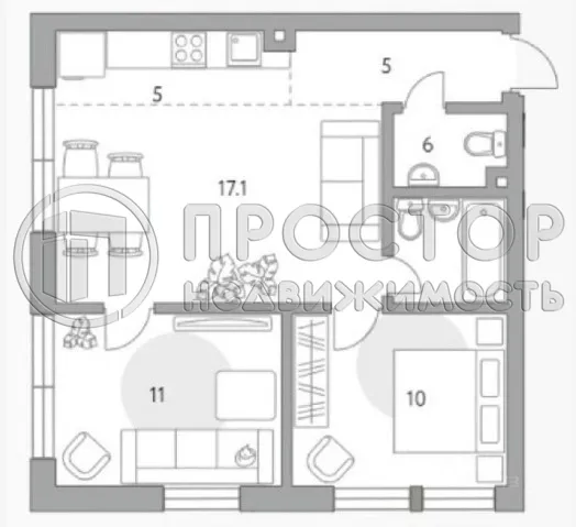 3-комнатная квартира, 50.4 м² - фото 16