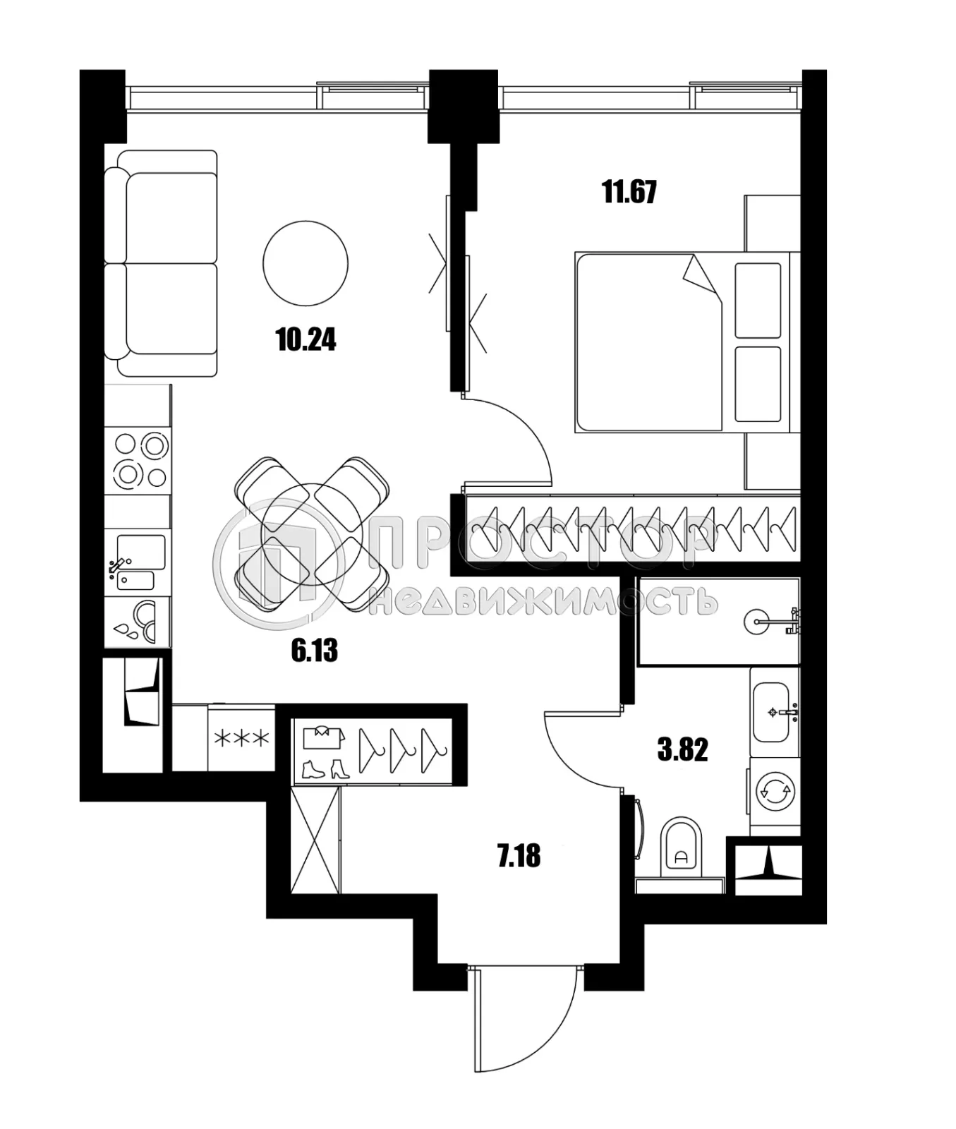 Студия, 39.04 м² - фото 10