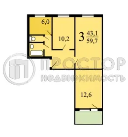 3-комнатная квартира, 60.2 м² - фото 16