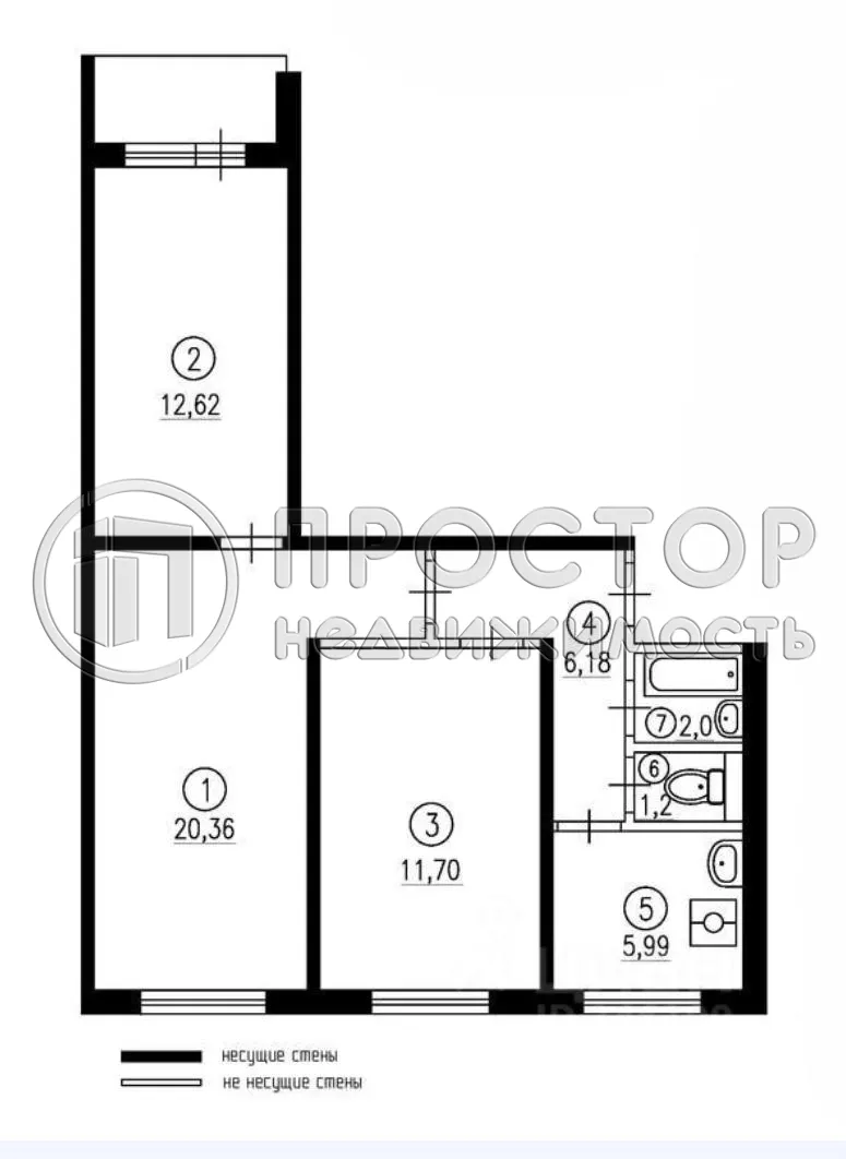 3-комнатная квартира, 59.5 м² - фото 6