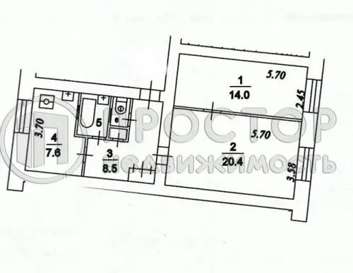 2-комнатная квартира, 54.6 м² - фото 13