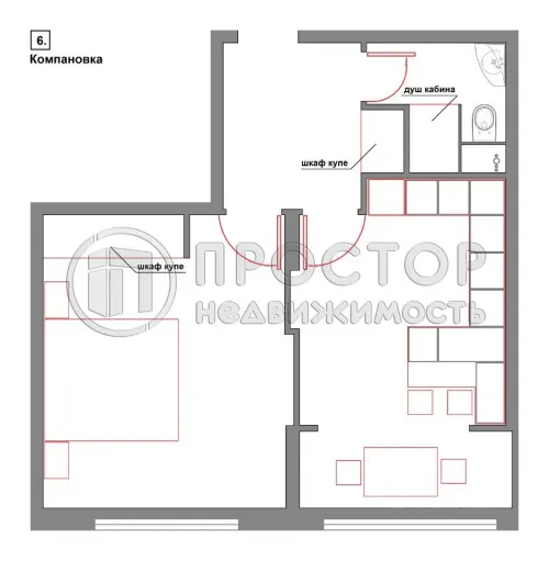 1-комнатная квартира, 43.7 м² - фото 28