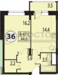 1-комнатная квартира, 43.4 м² - фото 45