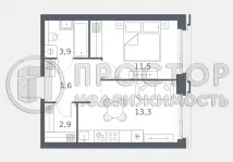 1-комнатная квартира, 37.2 м² - фото 19