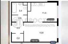 1-комнатная квартира, 35 м² - фото 19