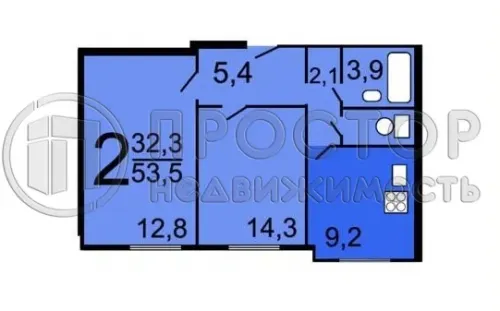 1-комнатная квартира, 53.5 м² - фото 30