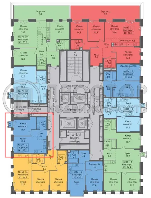 1-комнатная квартира, 37.7 м² - фото 3
