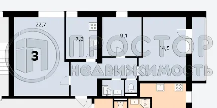 3-комнатная квартира, 71 м² - фото 21