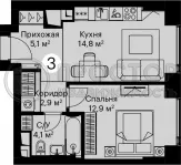 1-комнатная квартира, 39.5 м² - фото 15