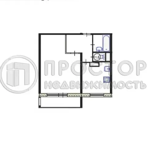 1-комнатная квартира, 39.2 м² - фото 14