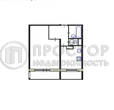 1-комнатная квартира, 39.2 м² - фото 17