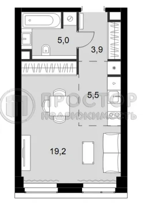 Студия, 33.6 м² - фото 4