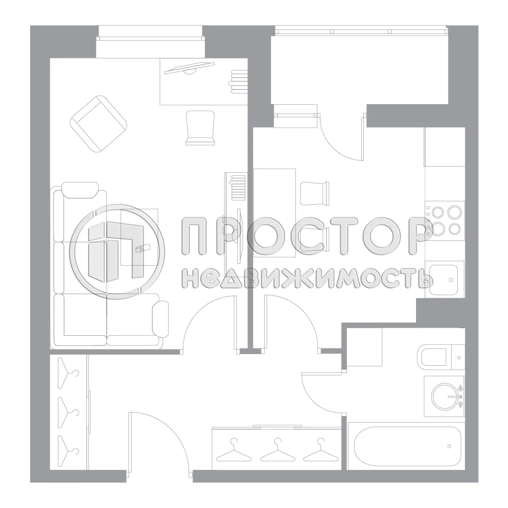 1-комнатная квартира, 36.04 м² - фото 17